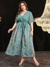 Акція на Плаття вечірнє довге літнє жіноче SHEIN GD-00118641 4XL Блакитне від Rozetka