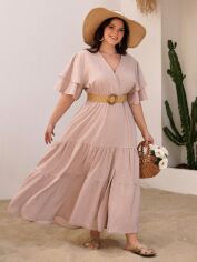 Акція на Плаття довге літнє жіноче SHEIN GD-00119383 3XL Світло-бежеве від Rozetka
