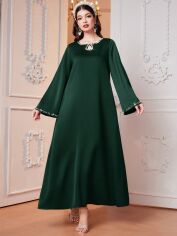 Акція на Плаття вечірнє довге літнє жіноче SHEIN GD-00118937 S Темно-зелене від Rozetka