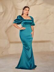 Акція на Плаття вечірнє довге літнє жіноче SHEIN GD-00118755 2XL Морської хвилі від Rozetka