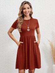 Акція на Плаття коротке літнє жіноче SHEIN GD-00115623 S Теракотове від Rozetka