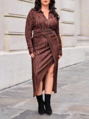 Акція на Плаття міді осіннє жіноче SHEIN GD-00118402 XL Рожево-коричневе від Rozetka