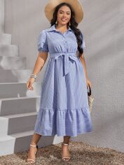 Акція на Плаття-сорочка довге літнє жіноче SHEIN GD-00119484 XL Блакитне від Rozetka