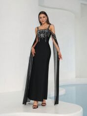 Акція на Плаття вечірнє довге осіннє жіноче SHEIN GD-00119548 S Чорне від Rozetka