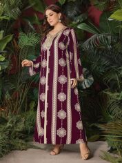 Акція на Плаття вечірнє довге літнє жіноче SHEIN GD-00119706 XL Бордове від Rozetka