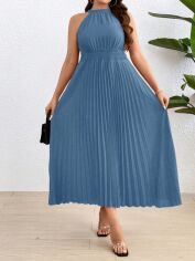 Акція на Плаття вечірнє міді літнє жіноче SHEIN GD-00119712 XL Сіро-блакитне від Rozetka