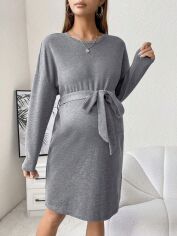 Акція на Плаття для вагітних в'язане міді осіннє тепле SHEIN GD-00119720 S Світло-сіре від Rozetka
