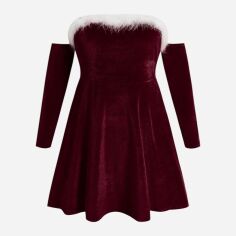 Акція на Плаття вечірнє коротке осіннє жіноче SHEIN GD-00118534 3XL Бордове від Rozetka