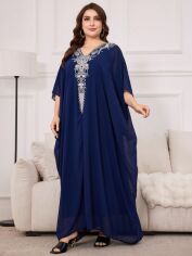 Акція на Плаття вечірнє довге літнє жіноче SHEIN GD-00118889 XL Темно-синє від Rozetka
