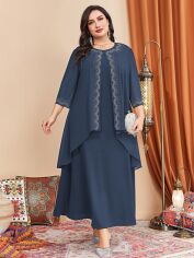 Акція на Плаття вечірнє довге літнє жіноче SHEIN GD-00118709 XL Сіро-синє від Rozetka