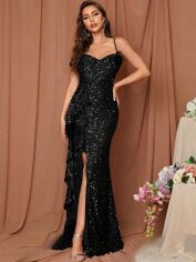 Акція на Плаття вечірнє довге літнє жіноче SHEIN GD-00119551 XL Чорне від Rozetka
