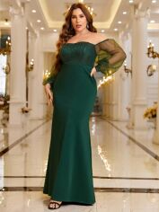 Акція на Плаття вечірнє довге літнє жіноче SHEIN GD-00118574 4XL Темно-зелене від Rozetka