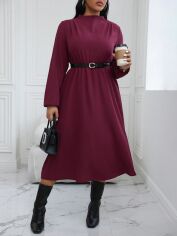 Акція на Плаття вечірнє міді осіннє жіноче SHEIN GD-00119421 XL Бордове від Rozetka