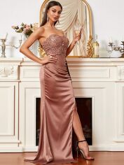 Акція на Плаття вечірнє довге літнє жіноче SHEIN GD-00118404 S Рожево-коричневе від Rozetka
