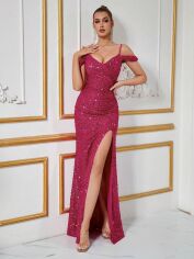 Акція на Плаття вечірнє довге літнє жіноче SHEIN GD-00119515 S Світло-вишневе від Rozetka