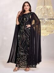 Акція на Плаття вечірнє довге літнє жіноче SHEIN GD-00118424 4XL Чорне від Rozetka