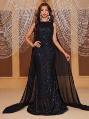 Акція на Плаття вечірнє довге літнє жіноче SHEIN GD-00119495 S Чорне від Rozetka