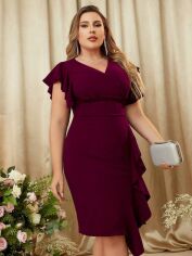 Акція на Плаття міді літнє жіноче SHEIN GD-00118729 2XL Бордове від Rozetka