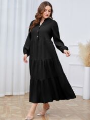 Акція на Плаття довге літнє жіноче SHEIN GD-00118356 XL Чорне від Rozetka