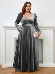 Акція на Плаття вечірнє довге літнє жіноче SHEIN GD-00118242 4XL Сіре від Rozetka
