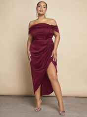 Акція на Плаття вечірнє довге літнє жіноче SHEIN GD-00119293 XL Бордове від Rozetka