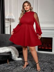 Акція на Плаття вечірнє міді літнє жіноче SHEIN GD-00119370 XL Червоне від Rozetka