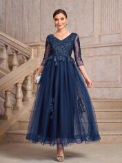 Акція на Плаття вечірнє довге літнє жіноче SHEIN GD-00119202 L Темно-синє від Rozetka
