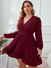 Акція на Плаття коротке літнє жіноче SHEIN GD-00119441 4XL Бордове від Rozetka