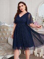 Акція на Плаття вечірнє міді літнє жіноче SHEIN GD-00118584 4XL Темно-синє від Rozetka