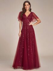Акція на Плаття вечірнє довге літнє жіноче SHEIN GD-00119159 L Бордове від Rozetka