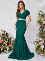 Акція на Плаття вечірнє довге літнє жіноче SHEIN GD-00118888 S Смарагдове від Rozetka