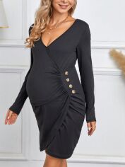 Акція на Плаття для вагітних коротке осіннє SHEIN GD-00119598 L Чорне від Rozetka