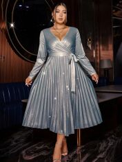 Акція на Плаття вечірнє міді літнє жіноче SHEIN GD-00118946 3XL Сріблясте від Rozetka