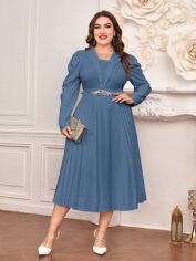 Акція на Плаття вечірнє міді літнє жіноче SHEIN GD-00118310 3XL Сіро-блакитне від Rozetka
