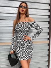 Акція на Плаття коротке літнє жіноче SHEIN GD-00115701 S Чорно-біле від Rozetka