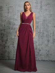 Акція на Плаття вечірнє довге літнє жіноче SHEIN GD-00120719 L Бордове від Rozetka