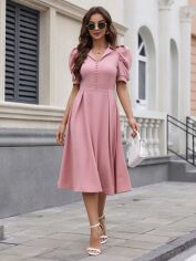Акція на Плаття міді літнє жіноче SHEIN GD-00120101 S Світло-рожеве від Rozetka