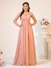 Акція на Плаття вечірнє довге літнє жіноче SHEIN GD-00120721 S Персикове від Rozetka