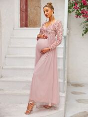 Акція на Плаття для вагітних вечірнє довге літнє SHEIN GD-00119831 S Світло-рожеве від Rozetka