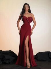 Акція на Плаття вечірнє довге літнє жіноче SHEIN GD-00120717 S Червоне від Rozetka