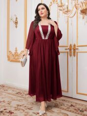 Акція на Плаття вечірнє довге літнє жіноче SHEIN GD-00118990 2XL Бордове від Rozetka