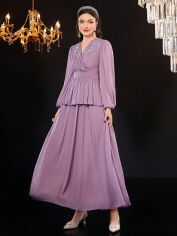 Акція на Плаття вечірнє довге літнє жіноче SHEIN GD-00119725 L Лілове від Rozetka