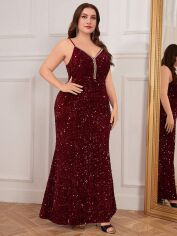 Акція на Плаття вечірнє довге літнє жіноче SHEIN GD-00118865 XL Бордове від Rozetka