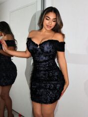 Акція на Плаття вечірнє коротке літнє жіноче SHEIN GD-00117475 L Чорне від Rozetka