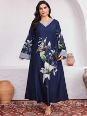 Акція на Плаття вечірнє довге літнє жіноче SHEIN GD-00118955 XL Темно-синє від Rozetka