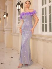 Акція на Плаття вечірнє довге літнє жіноче SHEIN GD-00119026 XL Бузкове від Rozetka