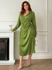 Акція на Плаття на запах вечірнє міді літнє жіноче SHEIN GD-00119110 2XL Салатове від Rozetka
