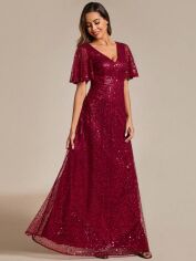 Акція на Плаття вечірнє довге літнє жіноче SHEIN GD-00118841 L Бордове від Rozetka