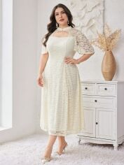 Акція на Плаття вечірнє міді літнє жіноче SHEIN GD-00119700 3XL Світло-бежеве від Rozetka