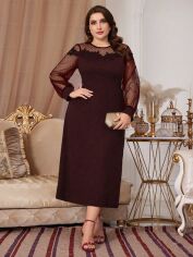 Акція на Плаття вечірнє міді літнє жіноче SHEIN GD-00119231 2XL Бордове від Rozetka